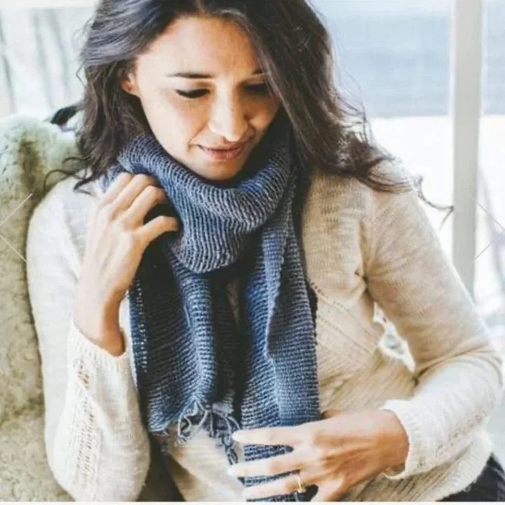 Marquet Slate Charcoal Free Weave Cotton Scarf NWT